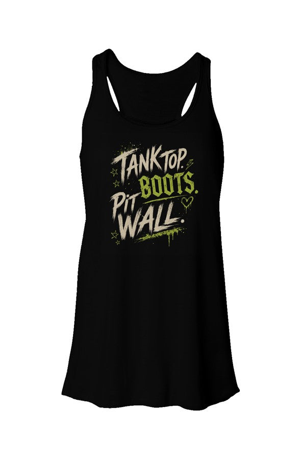 Tank Top. Boots. Pit Wall. Flowy Racerback Tank
