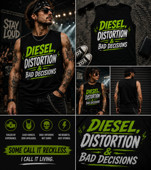 Diesel, Distortion & Bad Decisions Muscle Tank