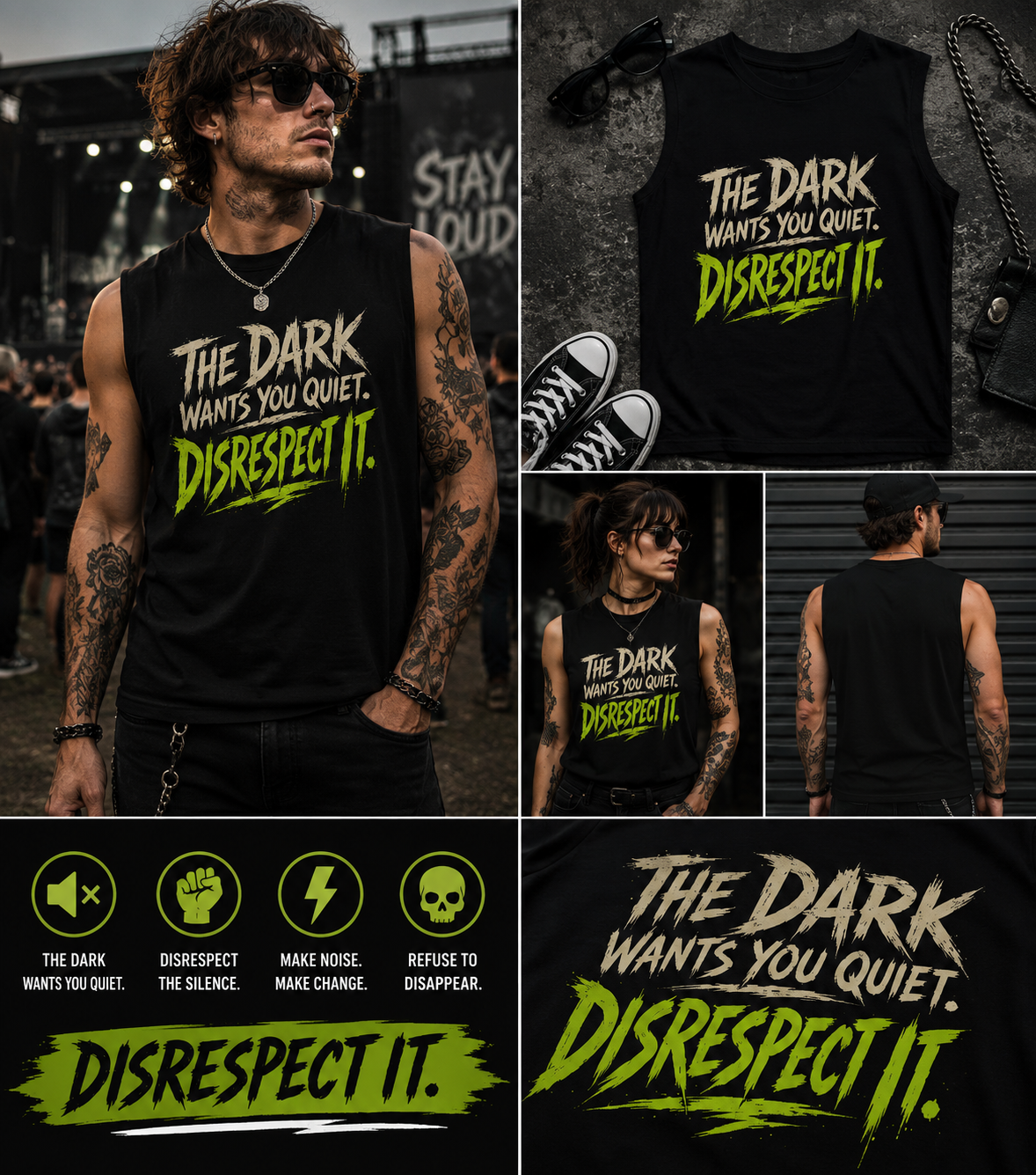 The Dark Wants You Quiet. DISRESPECT IT! Muscle Ta