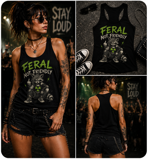 Feral Not Friendly Graphic Flowy Racerback Tank