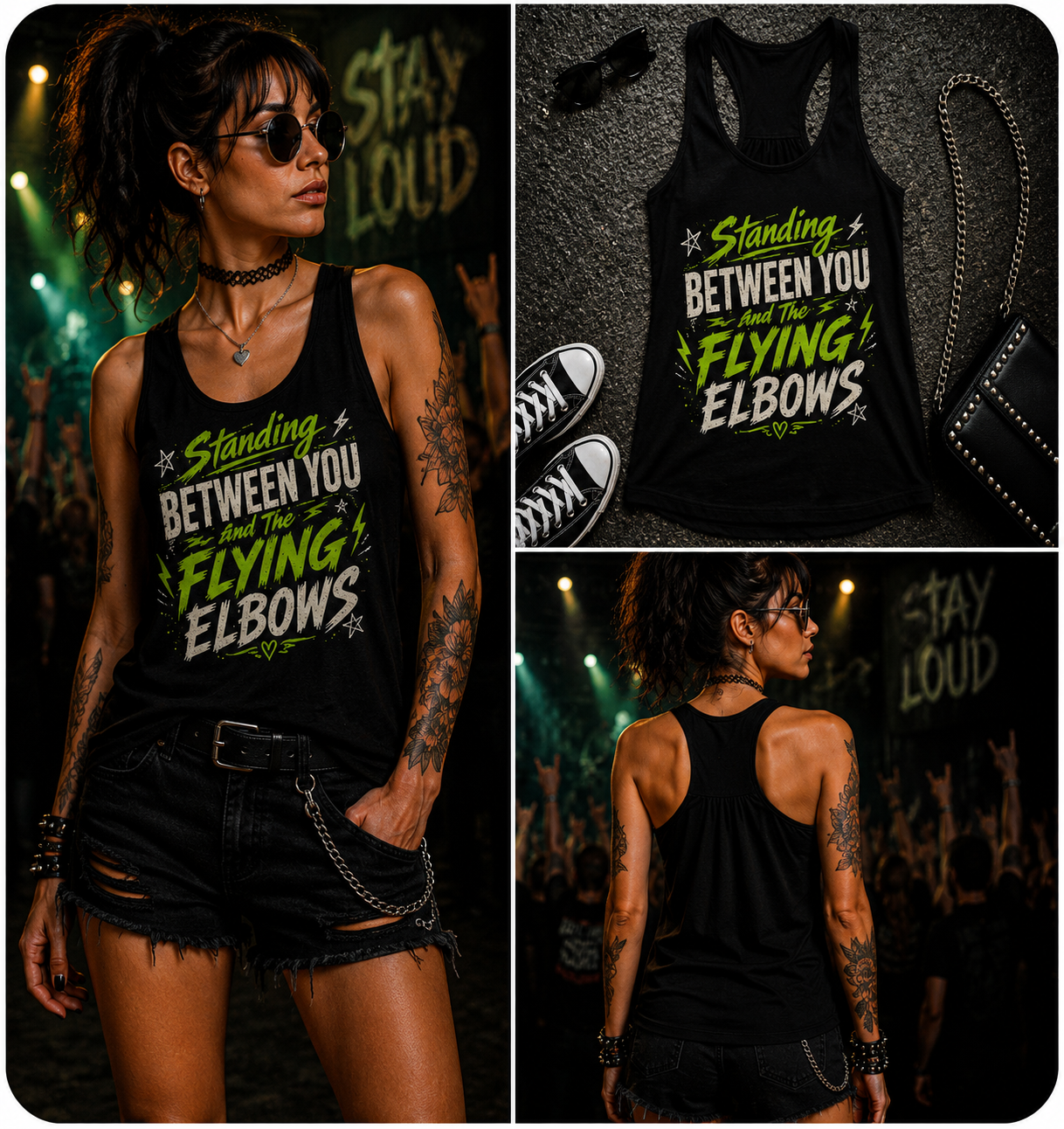 Standing Between You and the Flying Elbows Flowy Racerback Tank