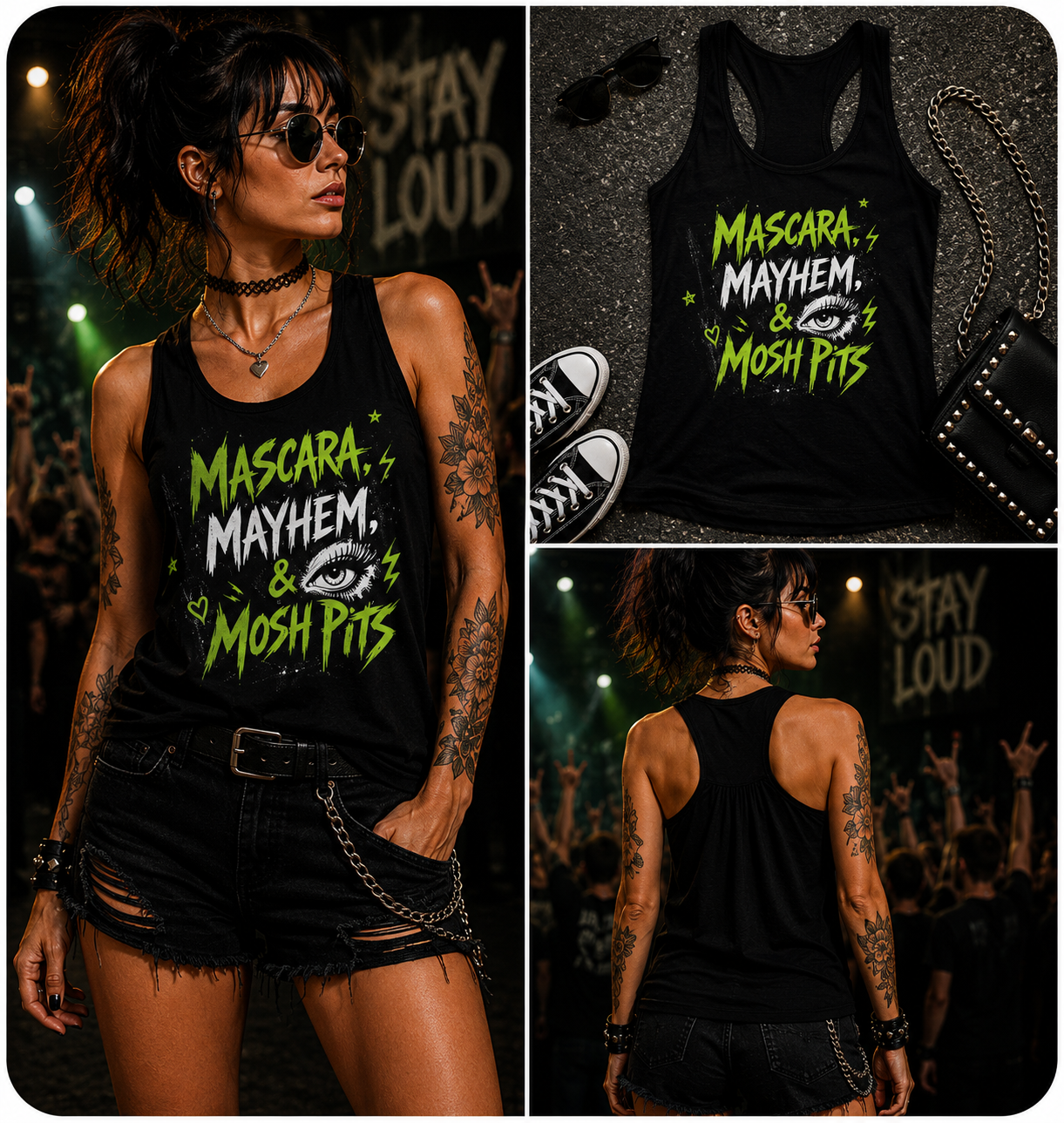 Mascara, Mayhem, &amp; Mosh Pits Flowy Racerback Tank