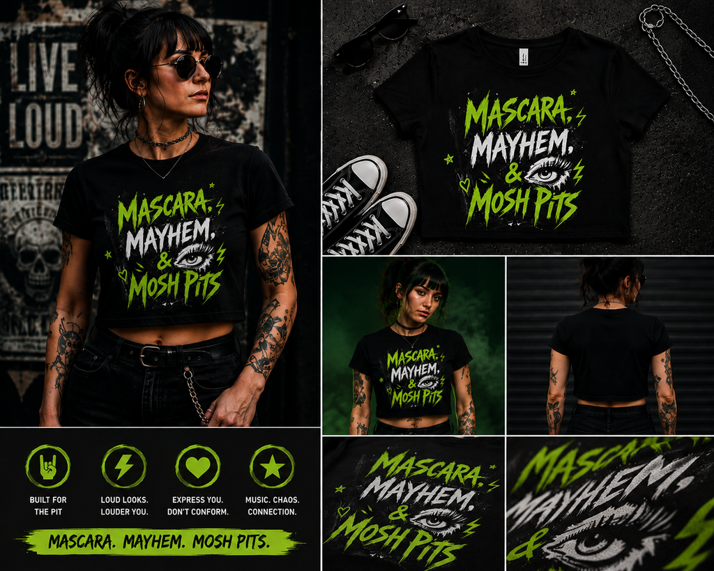 Mascara, Mayhem, &amp; Mosh Pits - Crop Tee