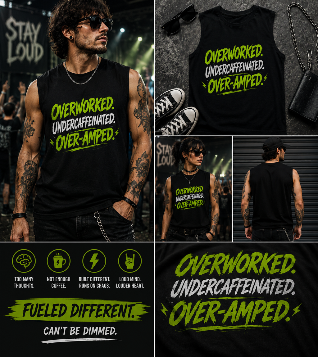 Overworked. Undercaffeinated. Over-Amped. Muscle T
