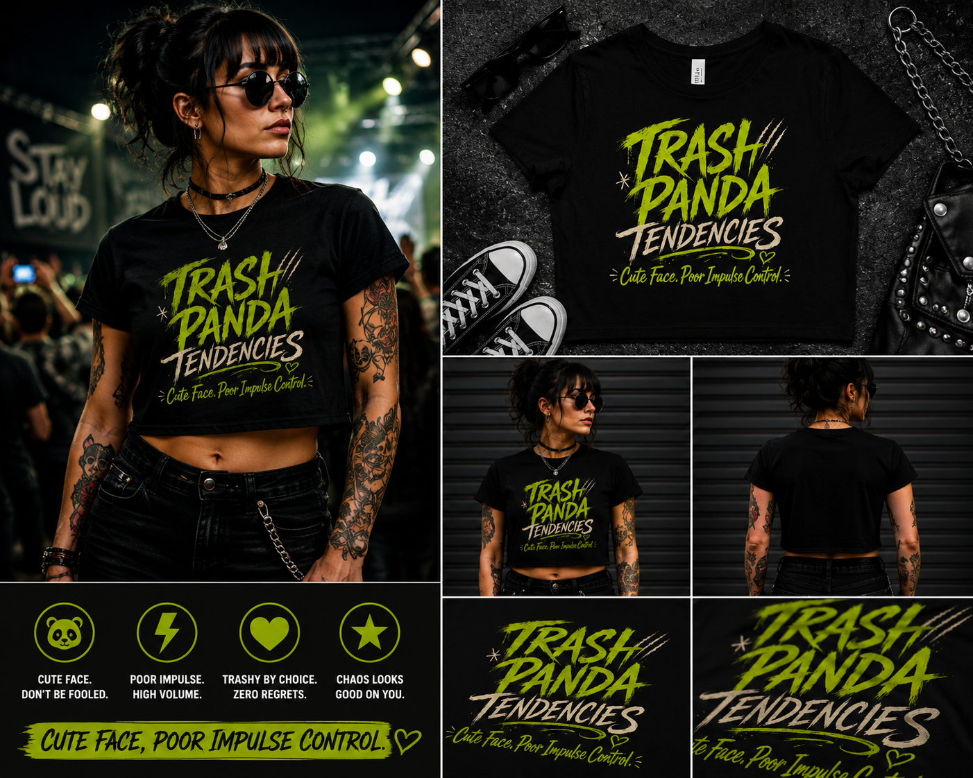 Trash Panda Tendencies Crop Tee
