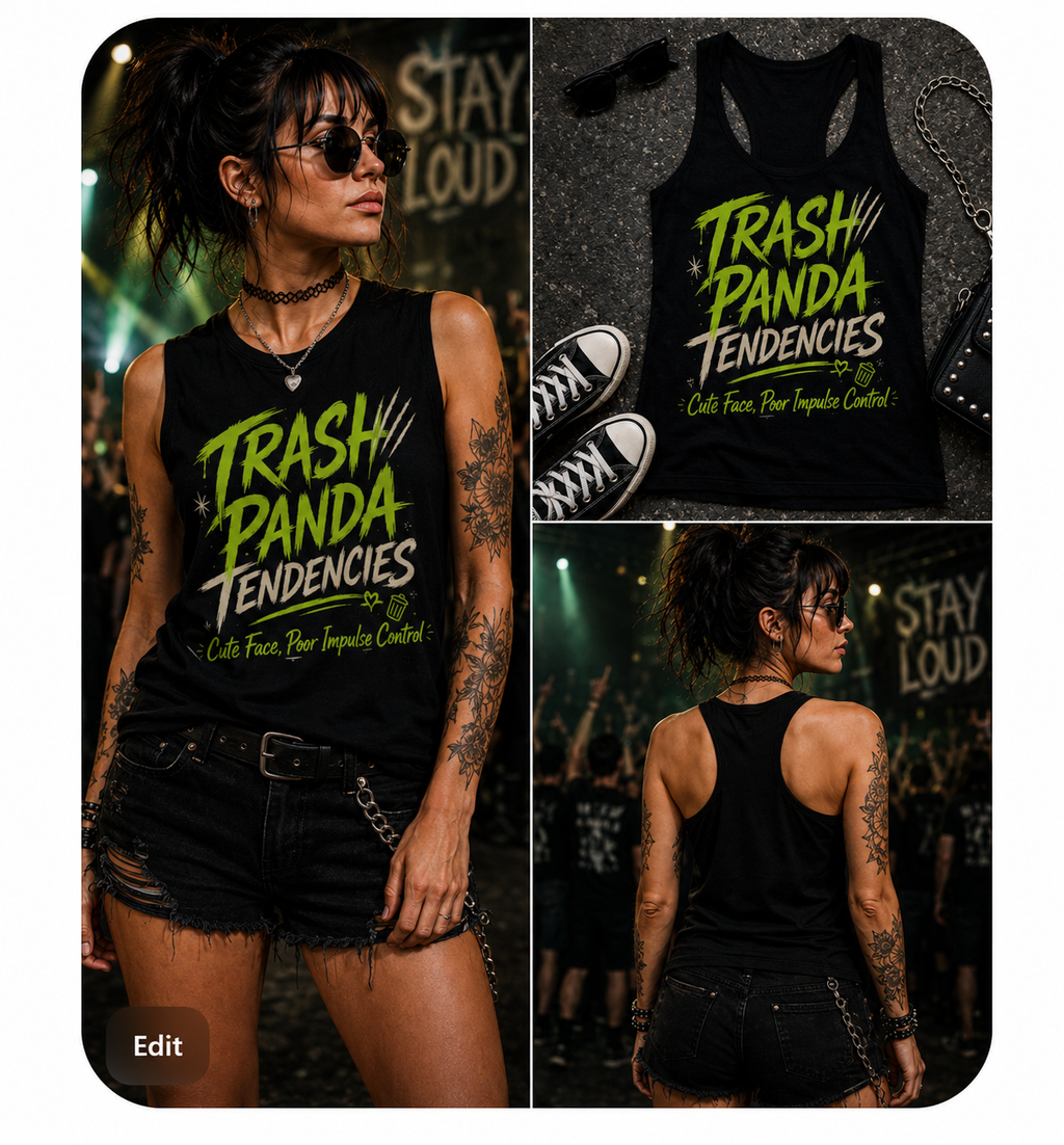 Trash Panda Tendencies Flowy Racerback Tank