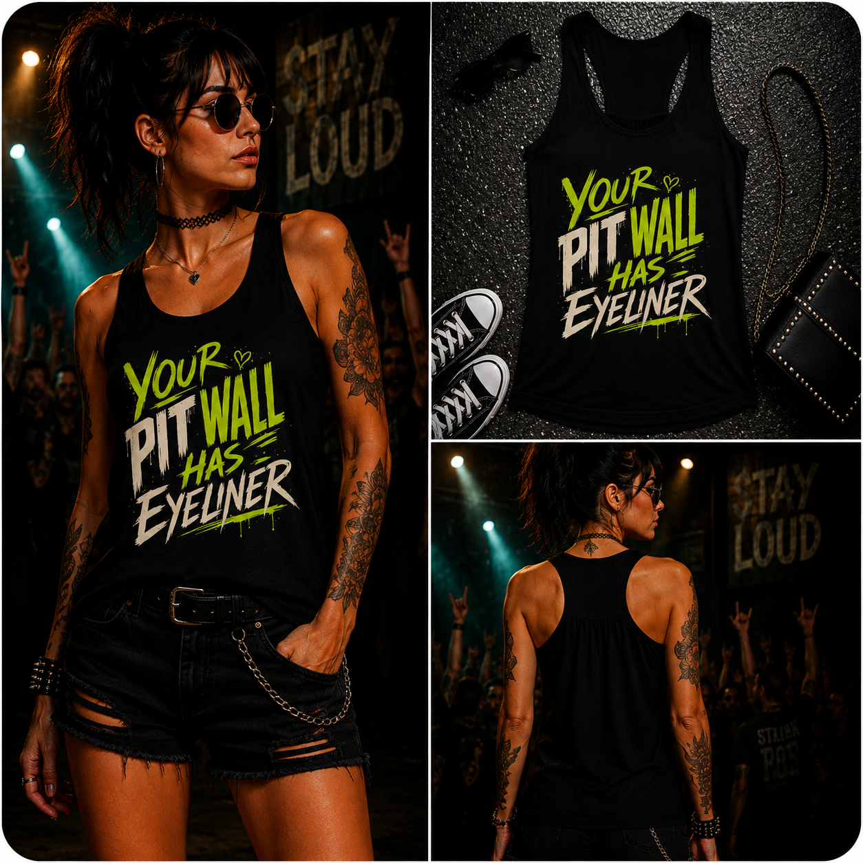 Your Pit Wall Has Eyeliner Flowy Racerback Tank